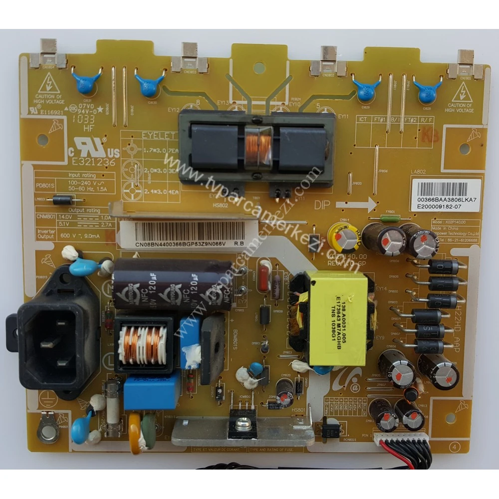 BN44-00366B , K02P140.00 , REV.1.0 GP , H22HD_AAP , SAMSUNG 22" LCD TV Power Board