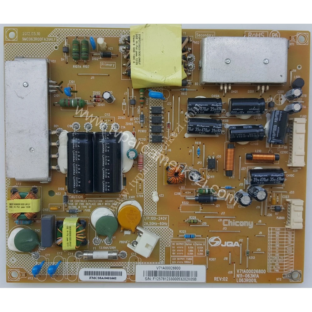 V71A00026800 , N11-063N1A , L063R001L , TOSHIBA 32PS200 POWER BOARD