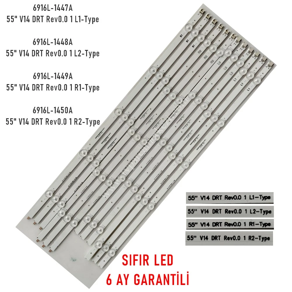 PHILIPS 55PFK6309/12 LED BAR TAKIM - L1-L2-R1-R2-Type - 6916L-1447A 6916L-1448A 6916L-1449A 6916L-1450A SIFIR PANEL LED