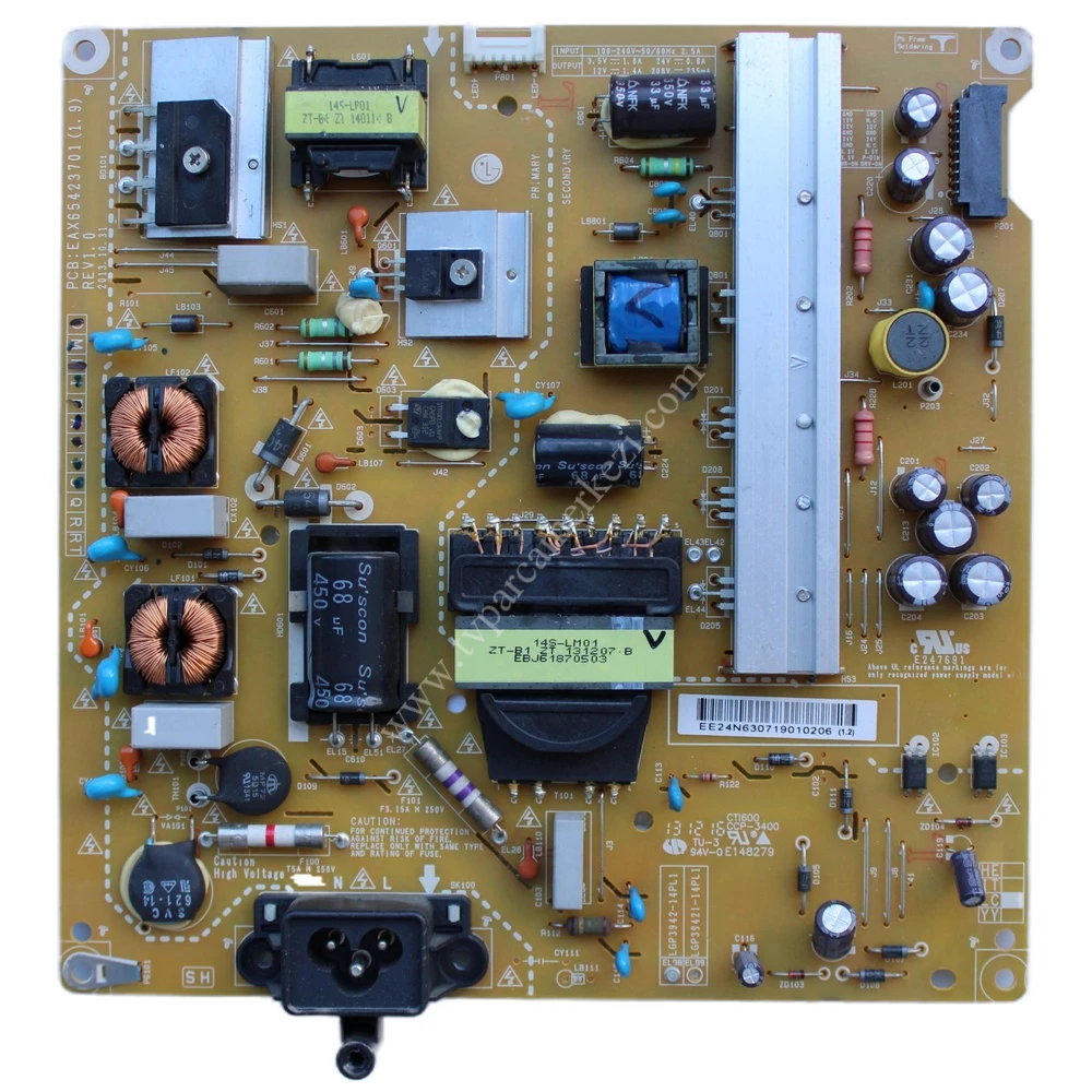 EAX65423701 (1.9) , EAX65423701 (2.1) , EAY63071901 , LGP3942-14PL1 , 63071901 , LG 42LB582V , Power Board , Besleme Kartı
